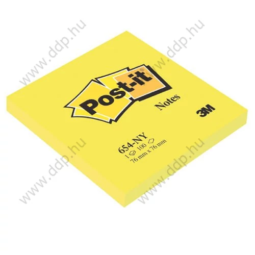 3M Post-it 654 76x76mm 100lap neon sárga 3M öntapadós jegyzettömb -FT510010174-
