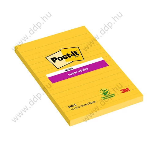 3M Post-it 660S 102x152mm vonalazott 75lap öntapadós jegyzettömb -FT510093832-