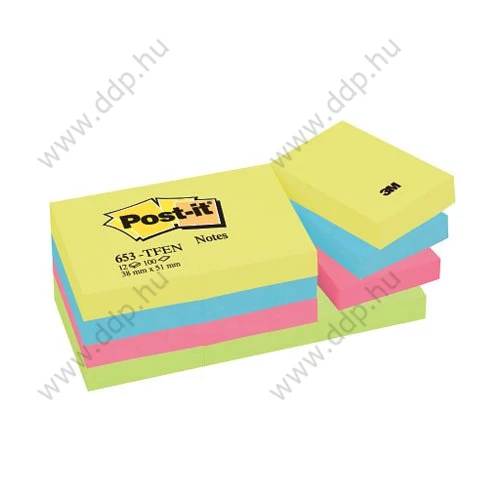3M Post-it 653-TFEN 38x51mm 100lap 12 tömb/csomag neon pink öntapadós jegyzettömb -FT510283532-