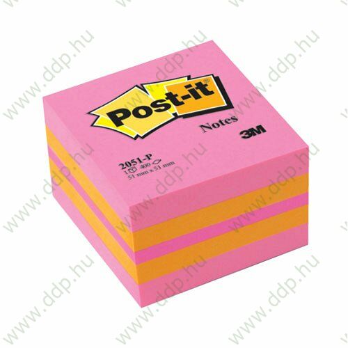 3M Post-it 2051P 51x51mm 400lap mini kocka pink öntapadós jegyzettömb -FT510091737-