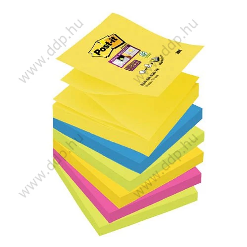 3M Post-it Super Sticky Z-szivárványcsomag 76×76mm, R330-6SS-RIO-EU, 90lap, 6tömb/csomag öntapadós jegyzettömb -70005272490-