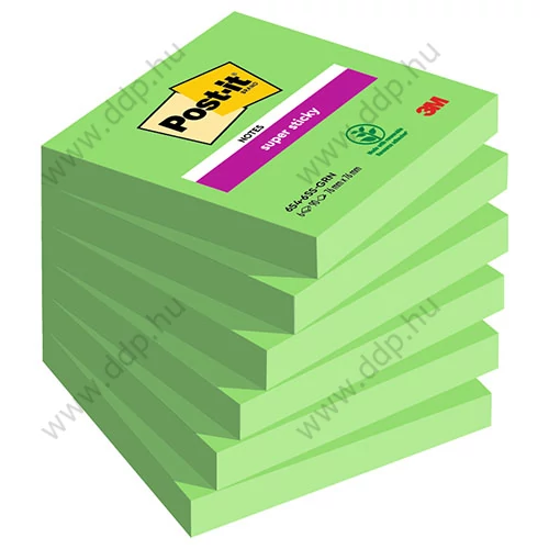 3M Post-it Super Sticky öntapadós jegyzettömb 76x76 mm, 90 lap, 654-6SS AW Evergreen zöld