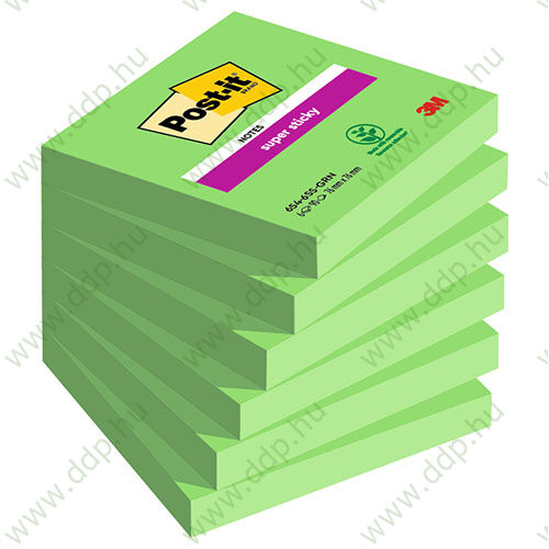 3M Post-it Super Sticky öntapadós jegyzettömb 76x76 mm, 90 lap, 654-6SS AW Evergreen zöld