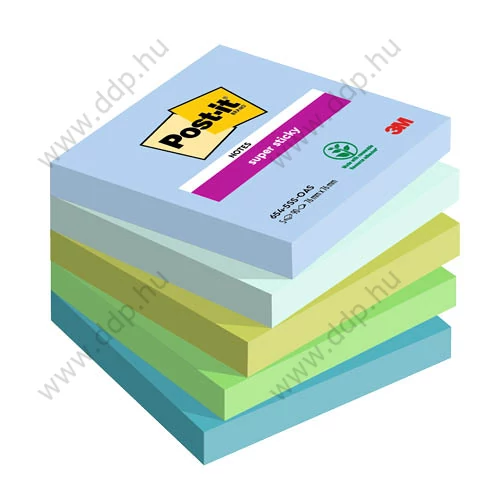3M Post-it Super Sticky 654-5SS-OAS 76×76 mm, 90 lap 5 tömb OASIS öntapadós jegyzettömb