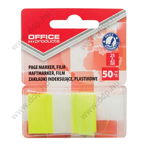 Öntapadós oldaljelölő PP OFFICE PRODUCTS 25x43mm 50 címke sárga