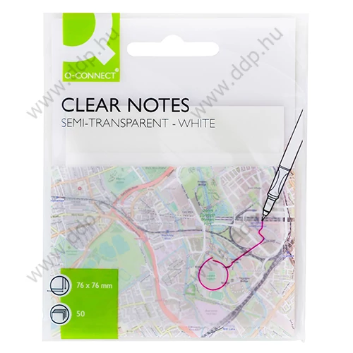 Öntapadós  jegyzettömb 76x76mm 50lap/tömb Q-Connect KF10370 áttetsző