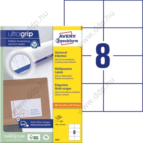 Etikett 3427 105x74mm 100ív Avery-Zweckform fehér