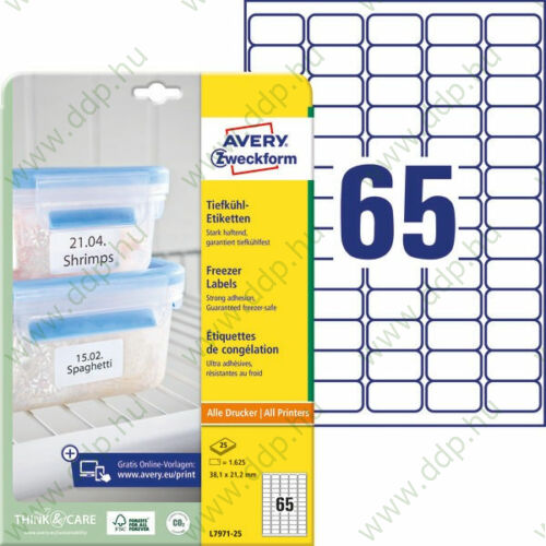 Etikett címke speciális L7971-25 fagyasztó címke 38,1 x 21,2 mm AVERY-ZWECKFORM