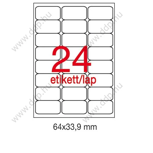 Etikett A2409 64x33,9mm 100ív kerekített sarkú APLI 24 címke/ív