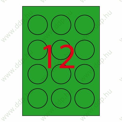 Etikett öntapadó kör 60 mm átmérő, 240 etikett/csm neon zöld APLI -LCA2869-