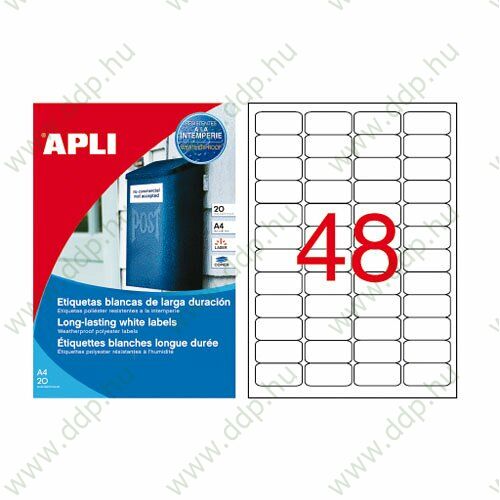 Etikett 45,7x21,2 mm 4pasztel vízálló 960db/csomag 20 ív Apli -LCA12112-