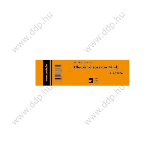 Ellenőrző sorszámtömb 100 lapos 146x40mm sárga PÁTRIA