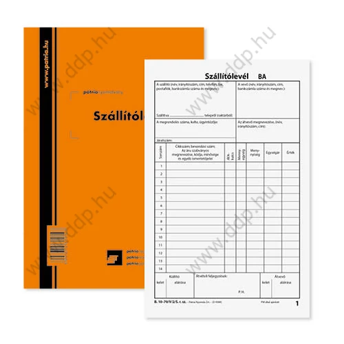 Szállítólevél A/5 50x2lap B.10-70/V/2 Pátria