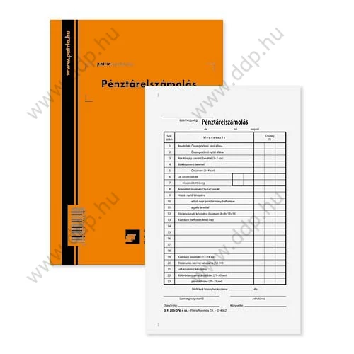 Pénztárelszámolás 25x2 lapos tömb A/5 álló D.F.200/D/V PÁTRIA