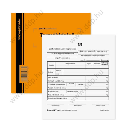Termékkísérő jegyzék 25x4lap D.Mg.3-12/V Pátria -D.Mg.3-12/V-