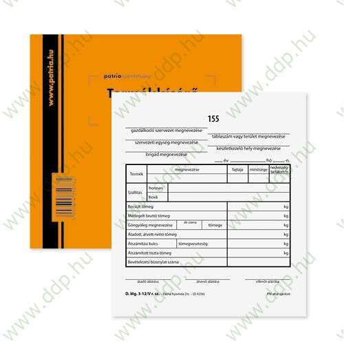 Termékkísérő jegyzék 25x4lap D.Mg.3-12/V Pátria -D.Mg.3-12/V-
