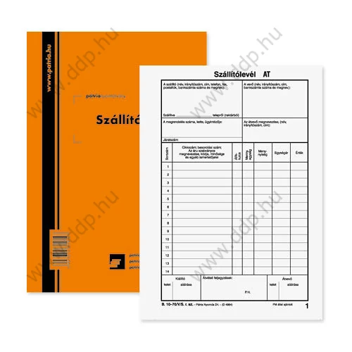 Szállítólevél A/5 25x6lap álló B.10-70/V/S Pátria