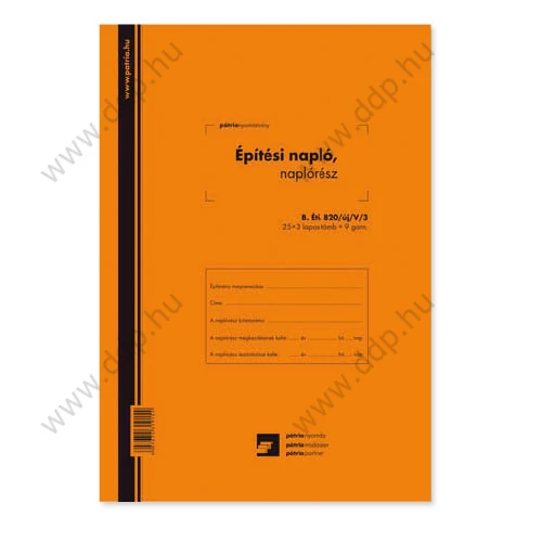 Építési napló 25x2 lap+ 9 db 2 lapos garnitúra Pátria B.ETI.820/UJ/V