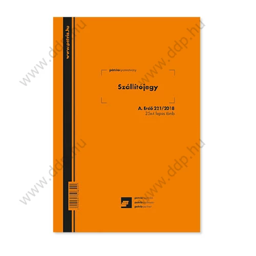 Szállítójegy tömb 25x4 lapos B/5 A.ERDO.221/2018 PÁTRIA