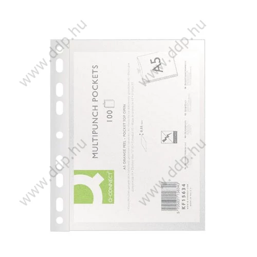 Genotherm A/5 lefűzhető 50micron narancsos Q-CONNECT tasak (Kiszerelés: 100db/csm) -KF15634-