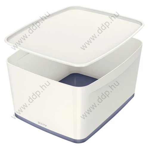Tárolódoboz MyBox fedővel, nagy, fehér/szürke LEITZ