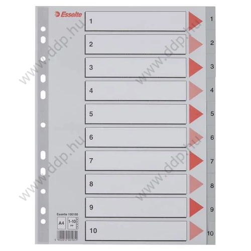 Regiszter A/4 1-10 részes műanyag ESSELTE számregiszter elválasztólap -100105-