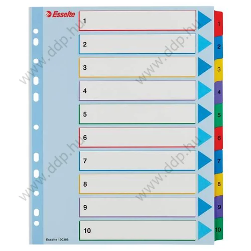 Regiszter újraírható Esselte A4 1-10 részes számregiszter elválasztólap -100208-