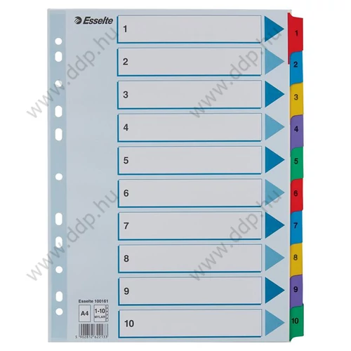 Regiszter A/4 karton 1-10 részes Mylar ESSELTE elválasztólap -100161-