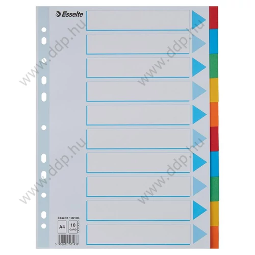 Elválasztólap A/4 karton 10rész ESSELTE STANDARD
