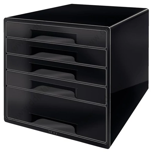 Fiókos irattároló 5-fiókos B and W Desk Cube fekete LEITZ -52531095-