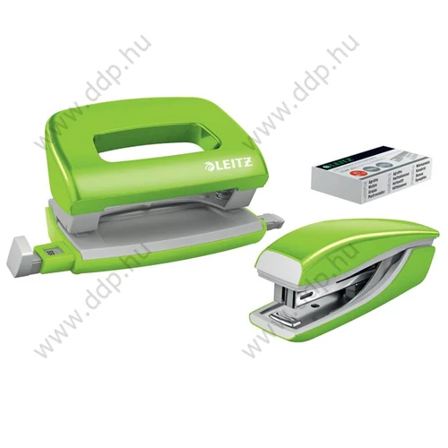 Fűzőgép és lyukasztó szett LEITZ WOW Mini zöld 10lapos