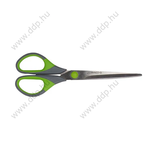Olló 17,5cm rozsdamentes acél Q-Connect szürke-zöld műanyag nyél KF00753