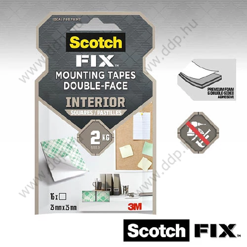 Ragasztó négyzetek kétoldalú 111 3M Scotch FIX 25x25mm 16db/csomag tartós ragasztó -70005090249-