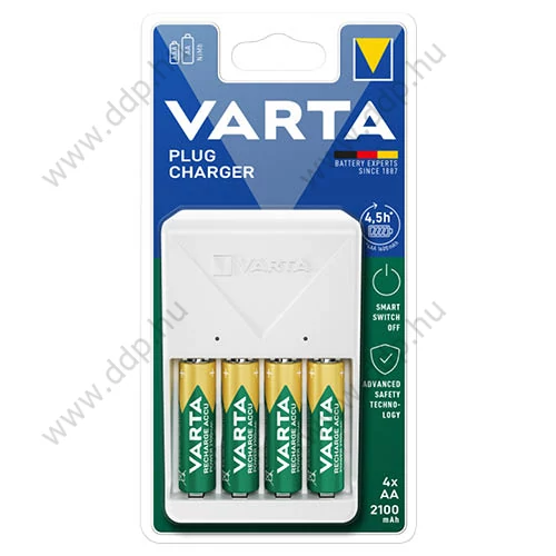 Akkutöltő VARTA PLUG + 4 x 2100 mAh (R2U) AA 57657101451