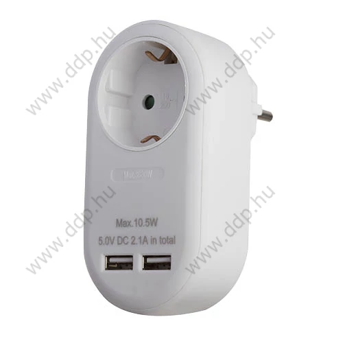 Elosztó 1 Földelt Aljzat + 2 USB