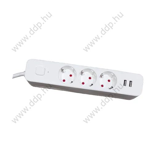 Elosztó 3-as 3m kapcsolóval 3G1.5 2 USB