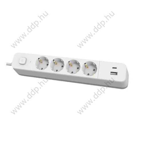 Elosztó 4-es 1,5m kapcsolóval 1xUSB-A + 1xUSB-C 3G1.5