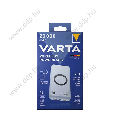 Hordozható akkumulátor VARTA Portable Wireless Power Bank 20000mAh