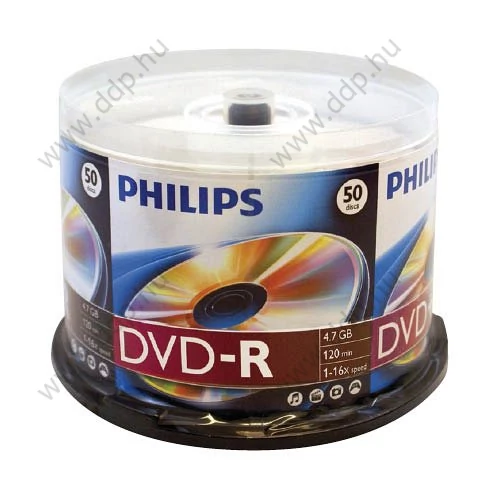 DVD-R Philips írható 16x hengeres 50 db/henger 4,7GB