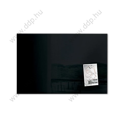 Üvegtábla mágneses 600x400x15 mm fekete -GL120- SIGEL