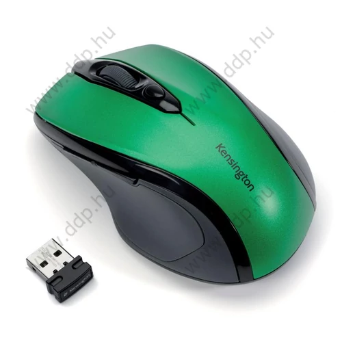 Egér, vezeték nélküli, optikai, közepes méret, USB, KENSINGTON Pro Fit zöld