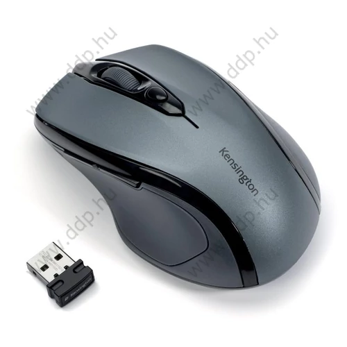 Egér, vezeték nélküli, optikai, közepes méret, USB, KENSINGTON Pro Fit szürke