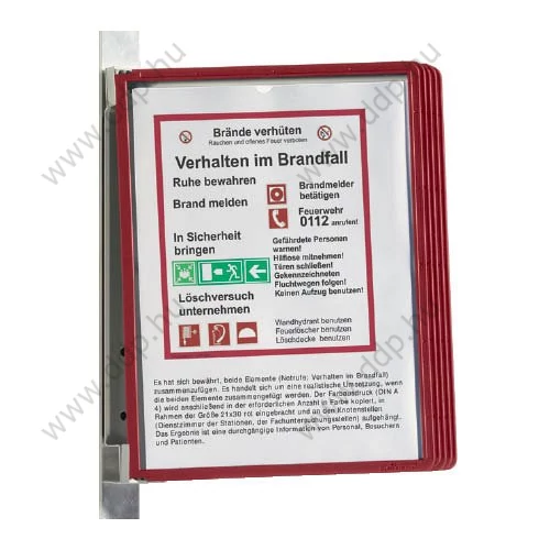 Bemutatótábla tartó fali piros mágneses rögzítéssel DURABLE VARIO 5 db panellel -591403-