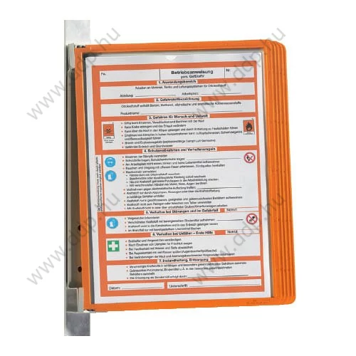 Bemutatótábla tartó fali narancs mágneses rögzítéssel DURABLE VARIO 5 db panellel -591409-