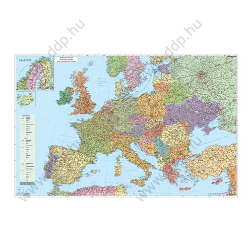 Falitérkép fémléccel 140x100 Európa autótérképe fóliás STIEFEL -12049500FL-