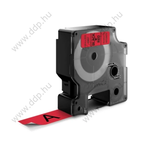 Betűnyomó kazetta gépi 19mmx7m Dymo szalag fekete-piros -S0720870/45807-