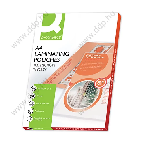 Lamináló fólia A/4 100micron KF04115 (Kiszerelés: 100db/csm) Q-CONNECT