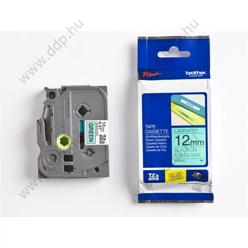 Betűnyomó kazetta 12mm Brother TZ731 szalag zöld-fekete -1206-