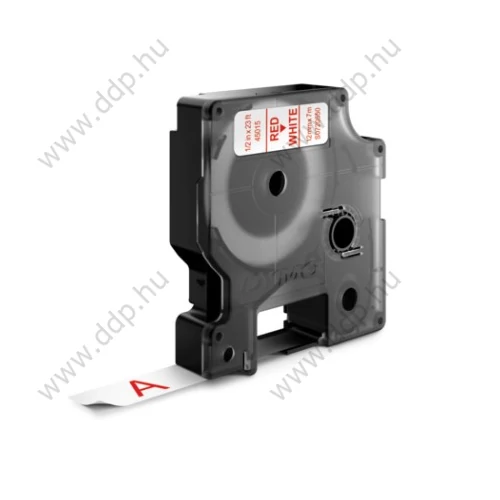 Betűnyomó kazetta gépi 12mmx7m Dymo szalag piros-fehér 45015 -S0720550-