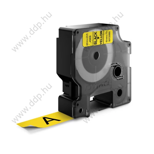 Betűnyomó kazetta gépi 19mmx7m Dymo szalag fekete-sárga 45808 -S0720880-